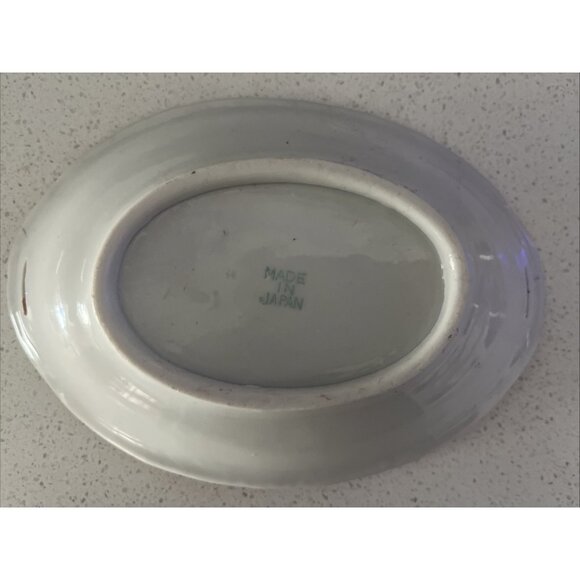 Vintage Noritake? Hand painted Oval Dish Made in Japan Seaside Scenery Trinket - Picture 4 of 7